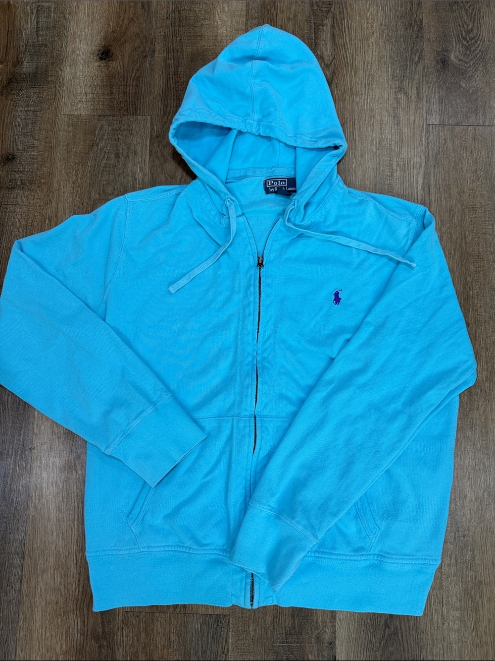 Polo by Ralph Lauren Bright Aqua Blue Hooded Zip Jacket